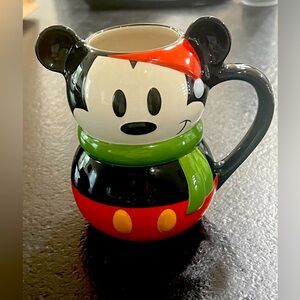 Disney Store Mickey Mouse With Scarf & Santa Hat Coffee Mug